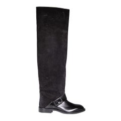 Roger Vivier Botas de cuero negro con paneles de ante por encima de la rodilla Talla IT 36