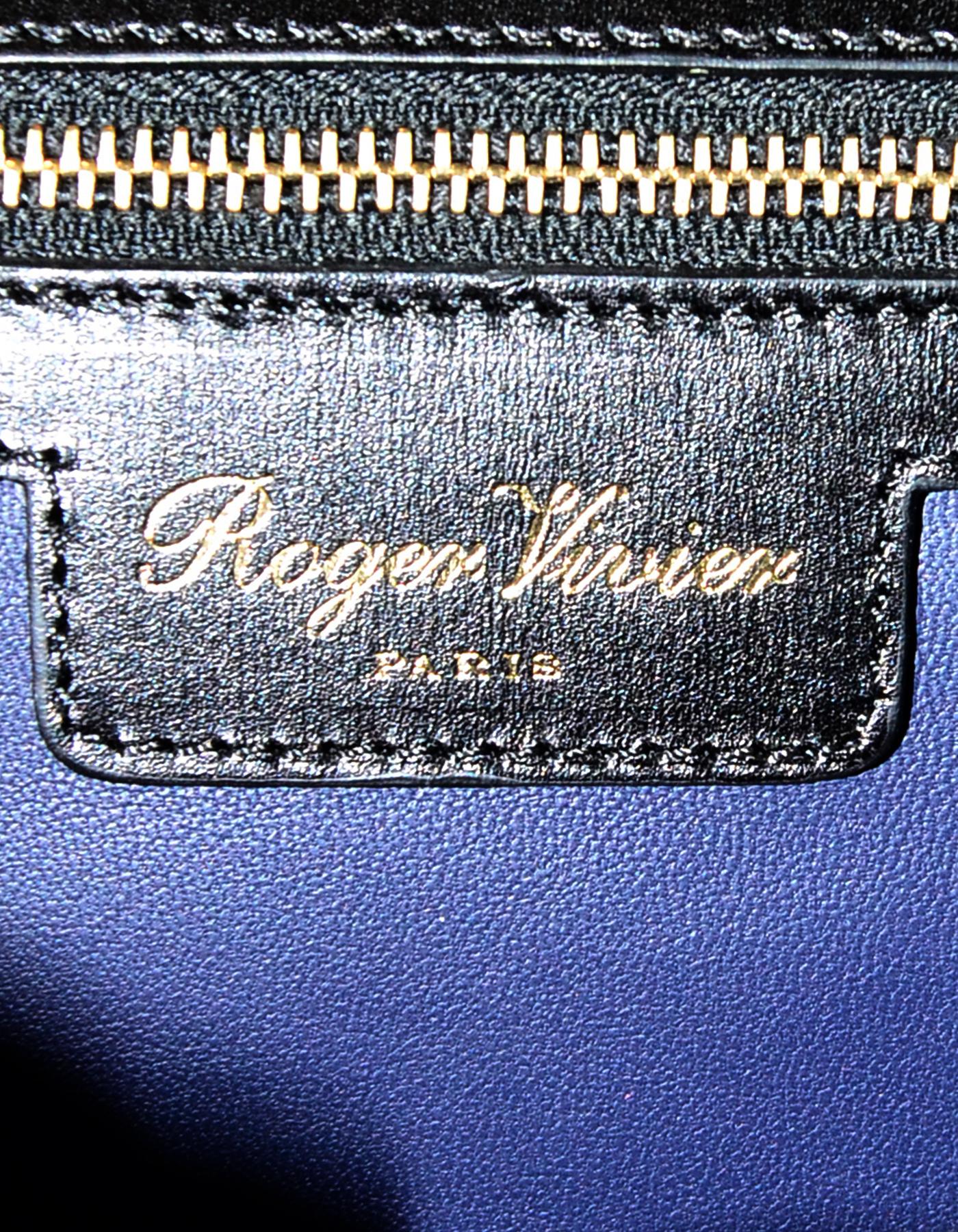Roger Vivier Black Leather/Patent Top Handle Bag w. Dust Bag 2
