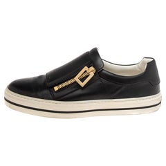 Roger Vivier Black Leather Sneaky Viv Zip-Up Sneakers Size 36.5