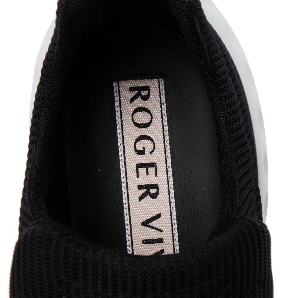 Roger Vivier Black Nylon Viv Run Light Strass Buckle Sneakers Size 38.5 2