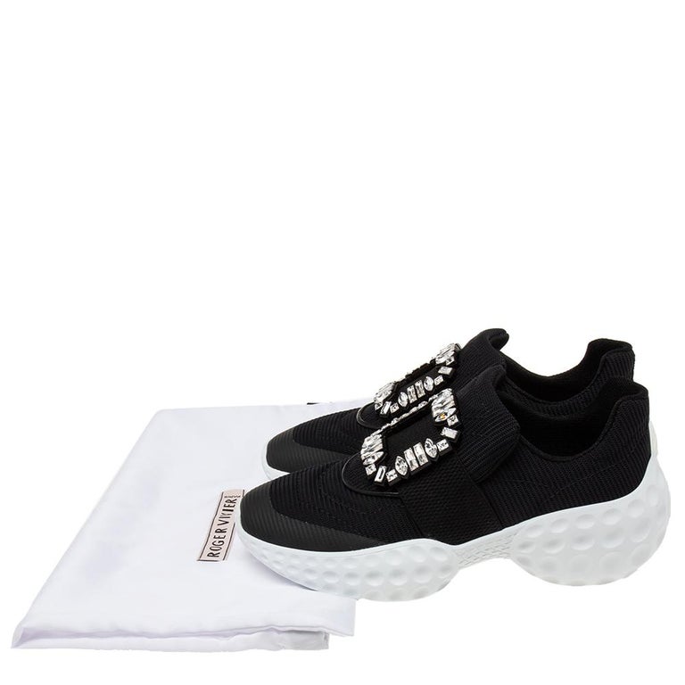 Roger Vivier Black Nylon Viv Run Light Strass Buckle Sneakers Size 38.5 ...