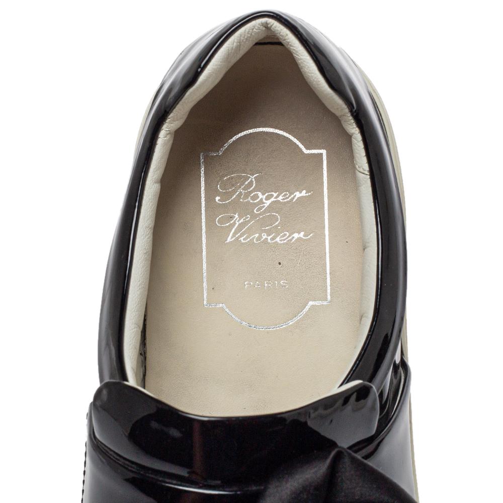 Roger Vivier Black Patent Leather And Satin Slip On Sneakers Size 38 2