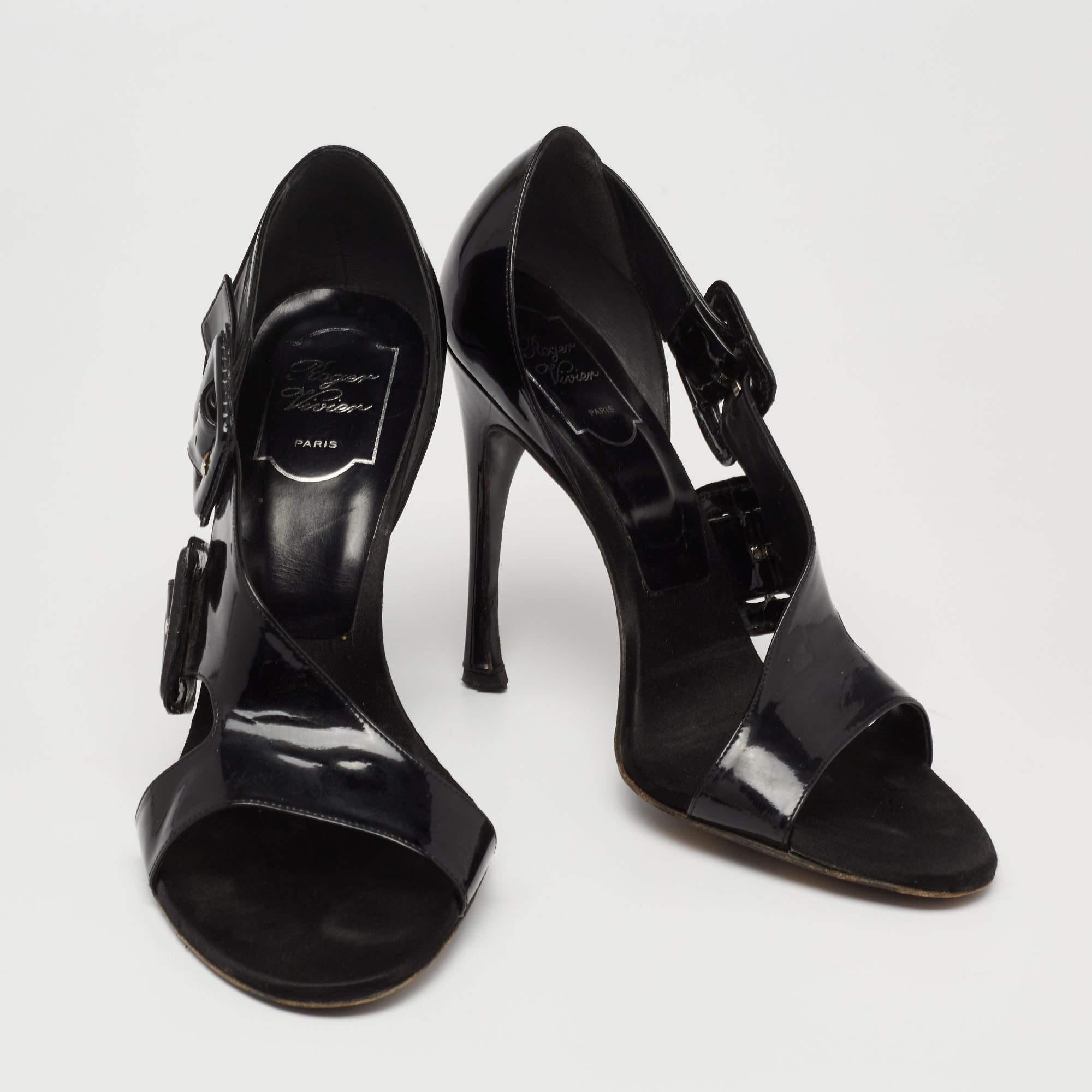 Women's Roger Vivier  Black Patent Leather Buckle D