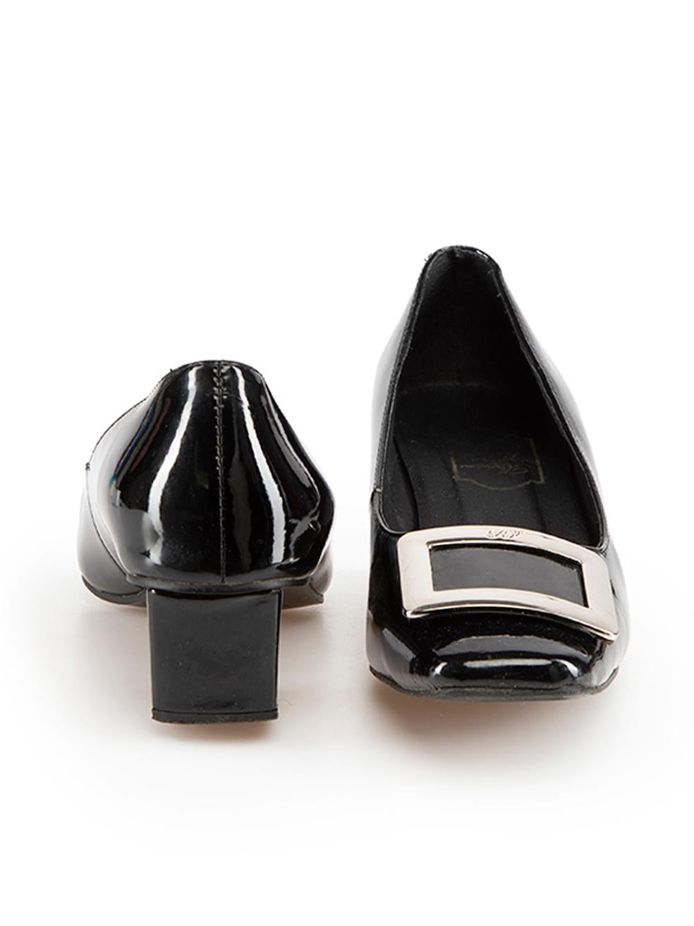 Roger Vivier Black Patent Leather Buckle Pumps Size IT 37 In Good Condition For Sale In London, GB