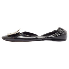 Roger Vivier Black Patent Leather Chip Scrunch Flats Size 39