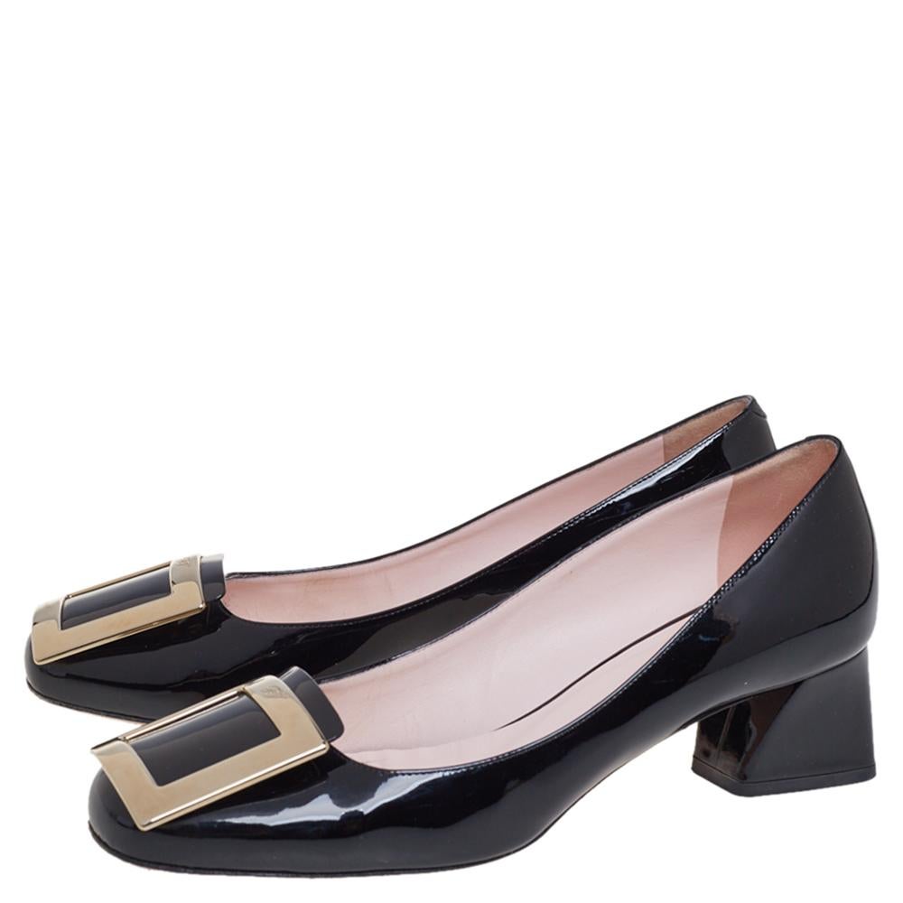 Women's Roger Vivier Black Patent Leather Très Vivier Pumps Size 39.5