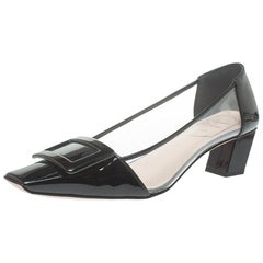 Roger VIvier Black PVC And Patent Leather Pumps Size 37.5