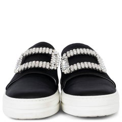 ROGER VIVIER Schwarzer Satin 2016 SNEAKY VIV CRYSTAL Turnschuhe aus Satin 37,5 Größe 38