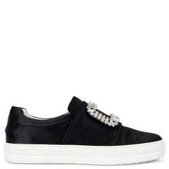 ROGER VIVIER raso nero 2016 SNEAKY VIV CRYSTAL Scarpe da ginnastica 37,5 vestibilità 38