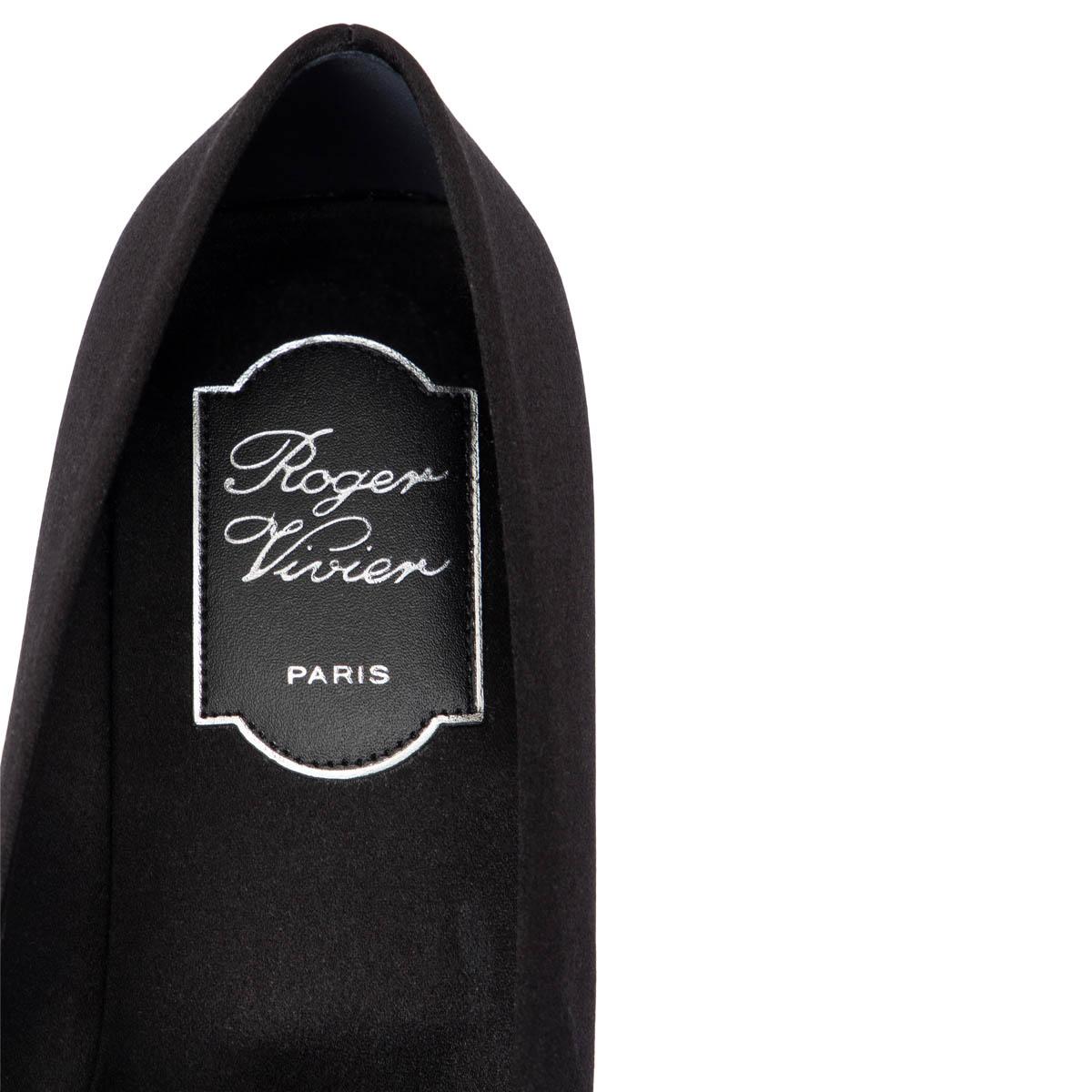 Women's ROGER VIVIER black satin BELLE VIVIER CRYSTAL Pumps Shoes 36 For Sale