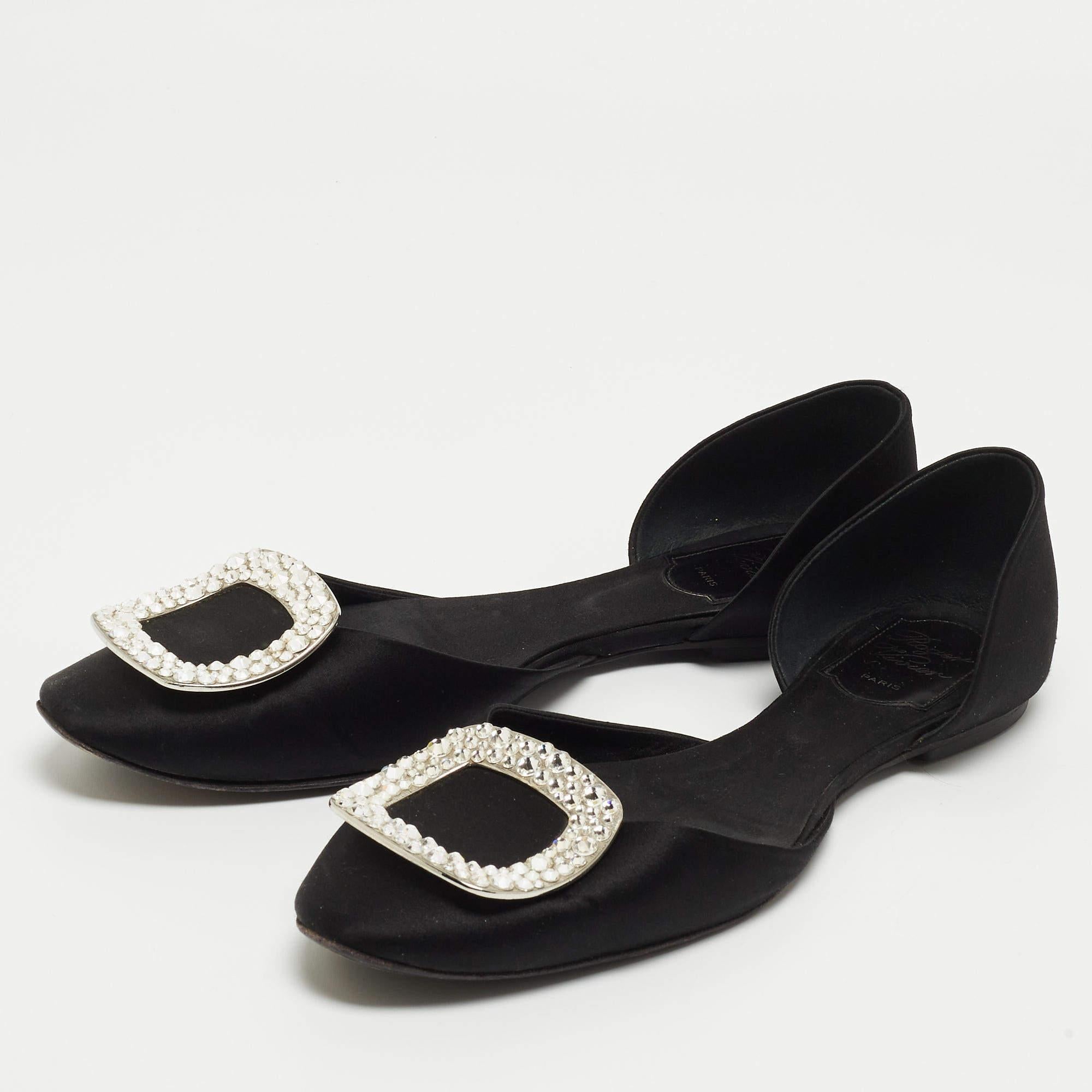 Chic and comfortable, these ballet flats from Roger Vivier and perfect for a host of occasions. They have been crafted from black satin and are styled with embellished toes.

