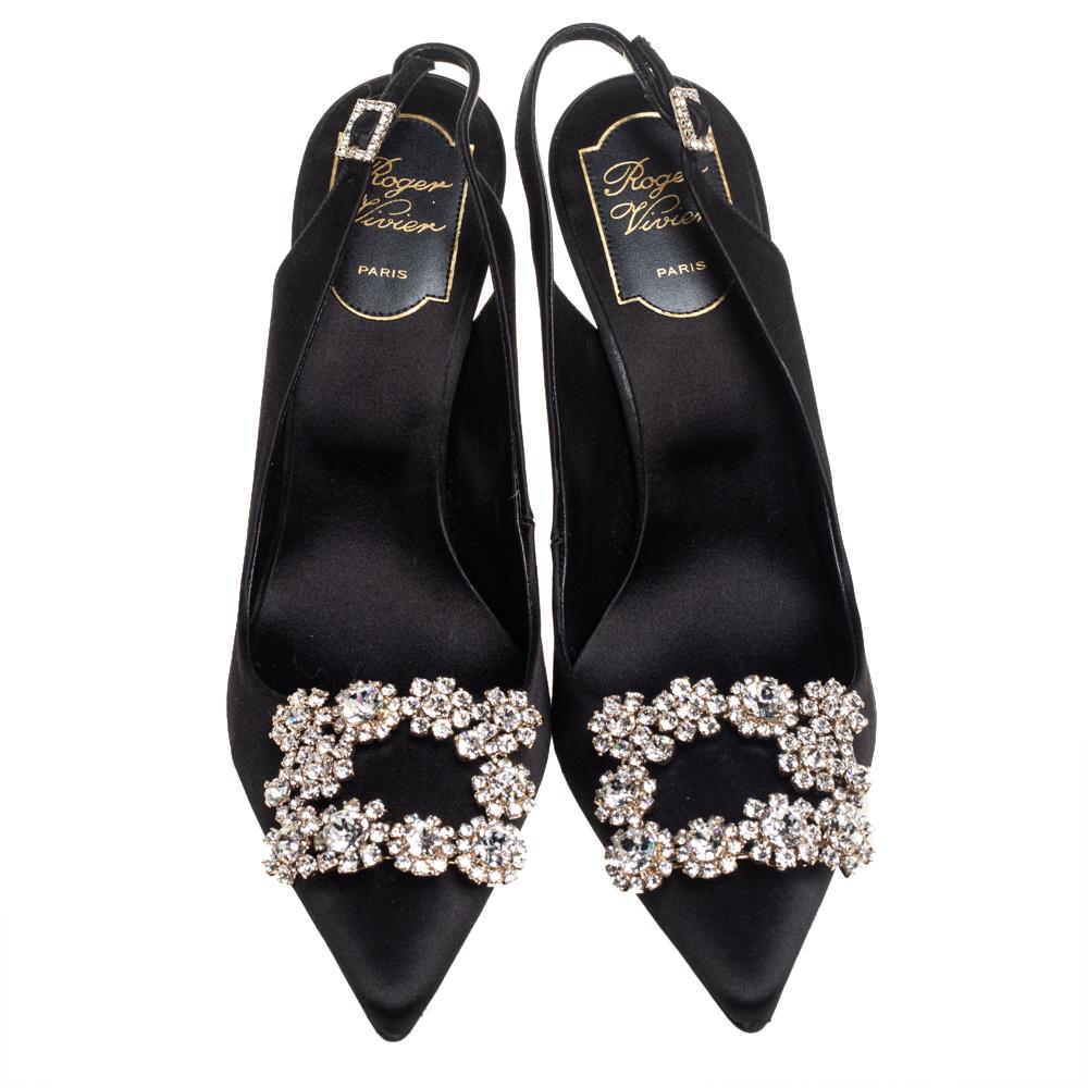 black embellished slingback heels