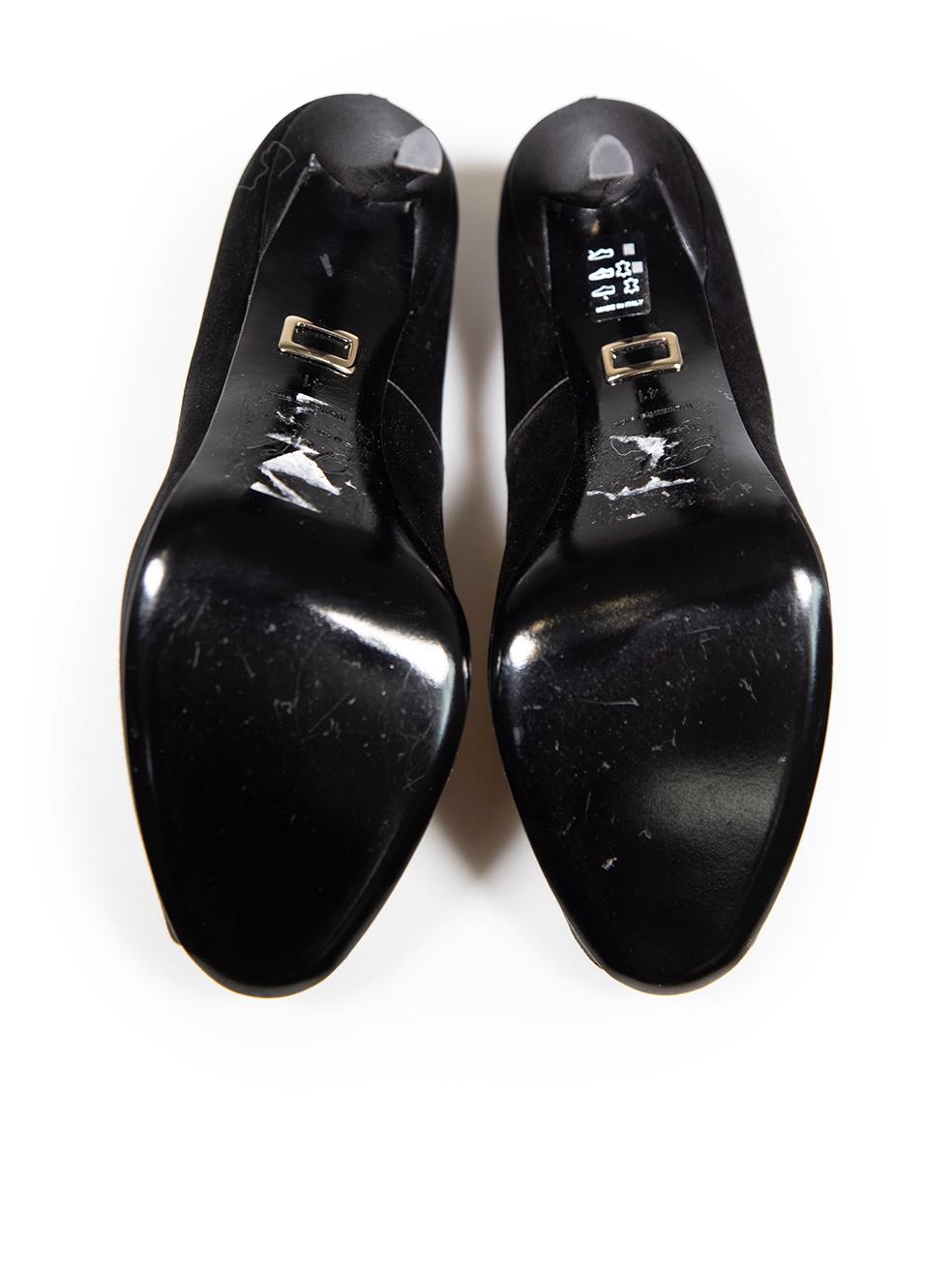 Roger Vivier Noir Satin Peep Toe Platform Heels Size IT 41 Pour femmes en vente