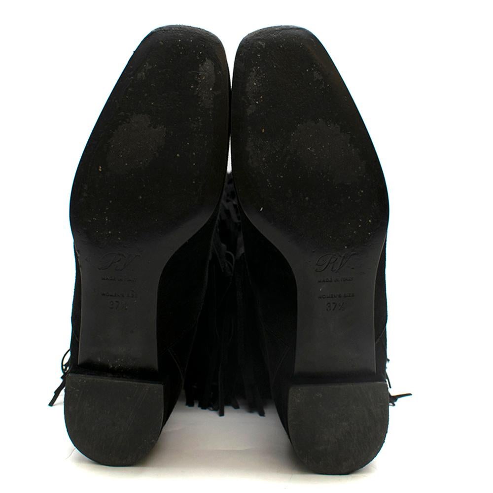 Roger Vivier Black Suede Over the Knee Fringe Boots 37.5 In Good Condition For Sale In London, GB