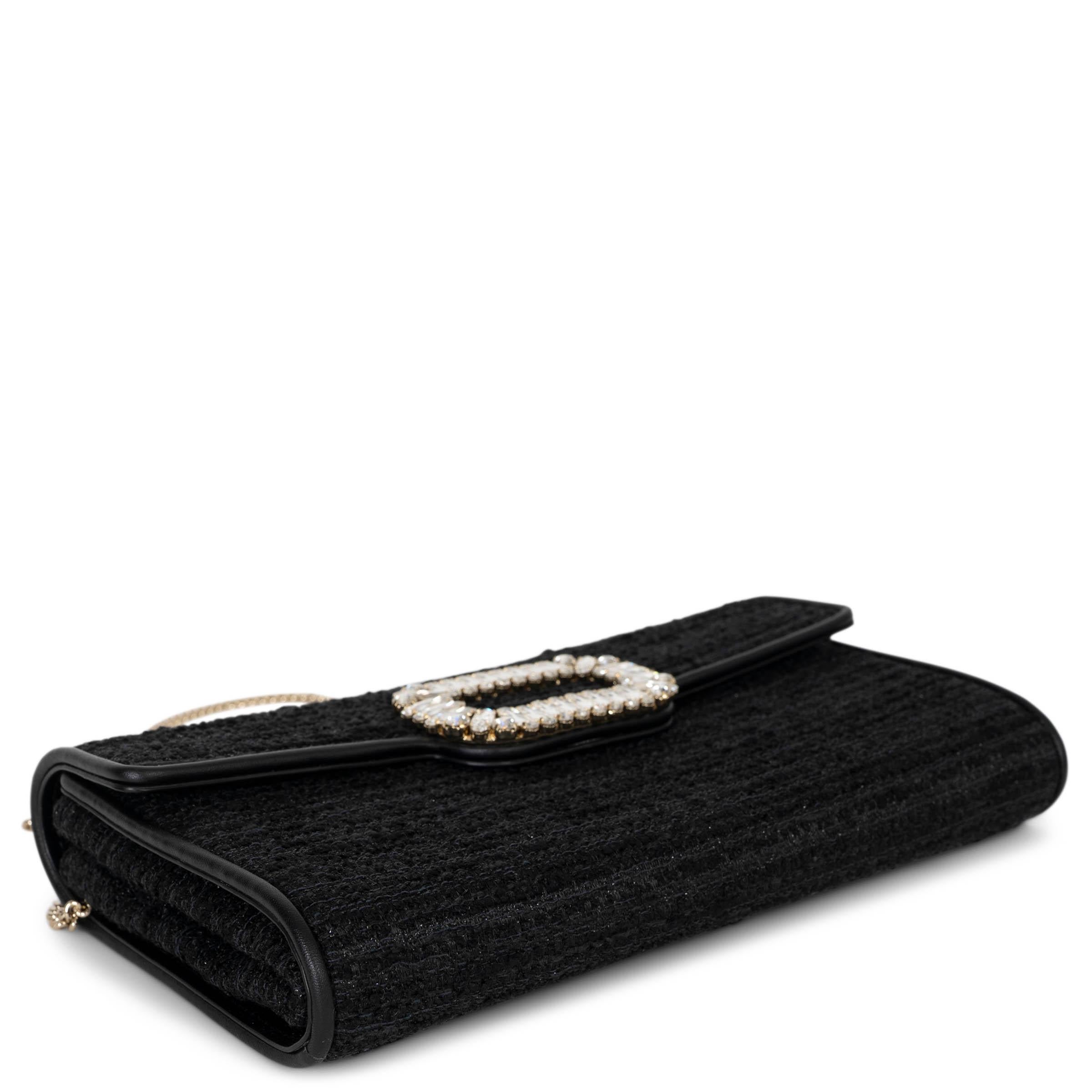 ROGER VIVIER nero TWEED VIVIER BOUQUET MINI Pochette con Catena In condizioni ottime in vendita a Zürich, CH