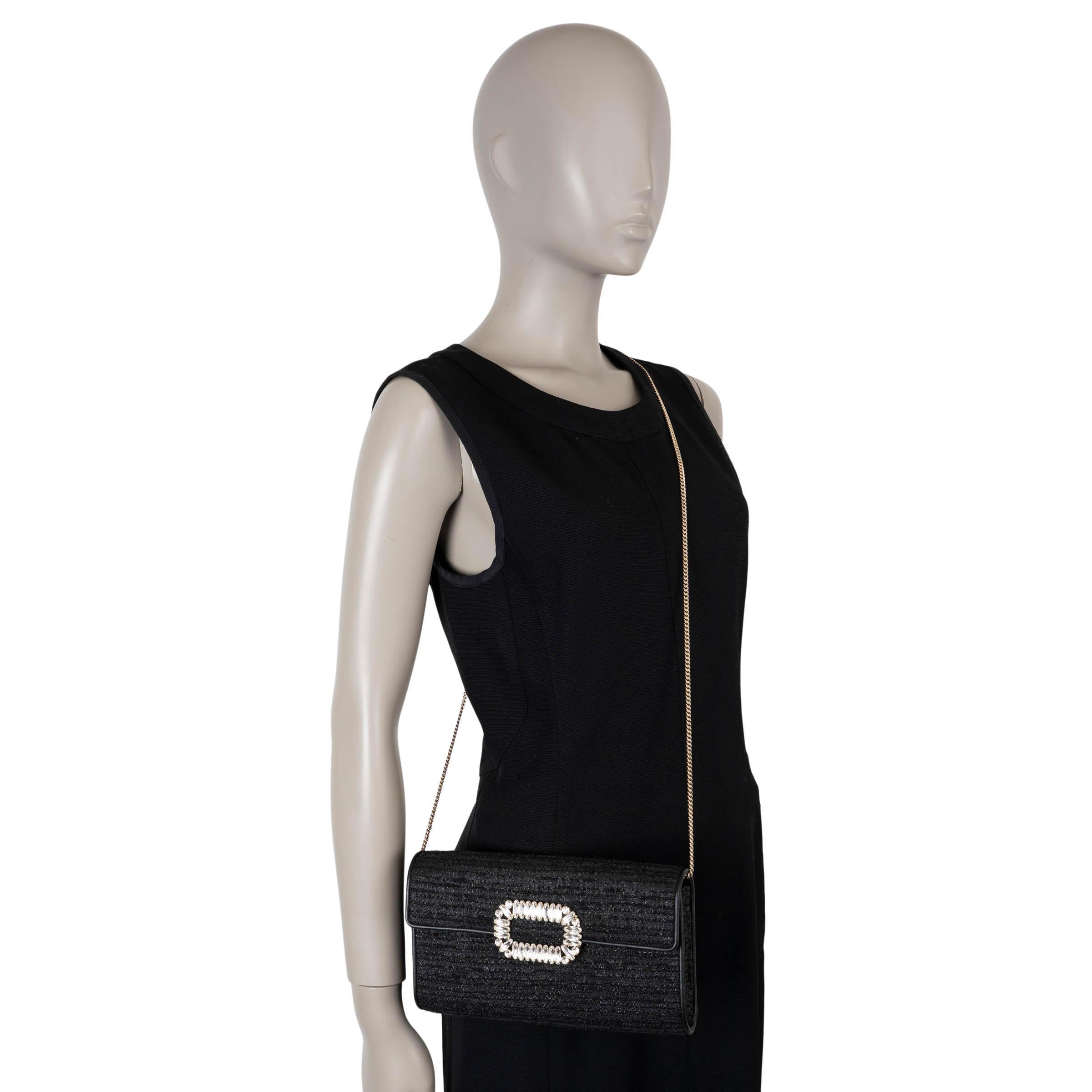 ROGER VIVIER nero TWEED VIVIER BOUQUET MINI Pochette con Catena in vendita 2