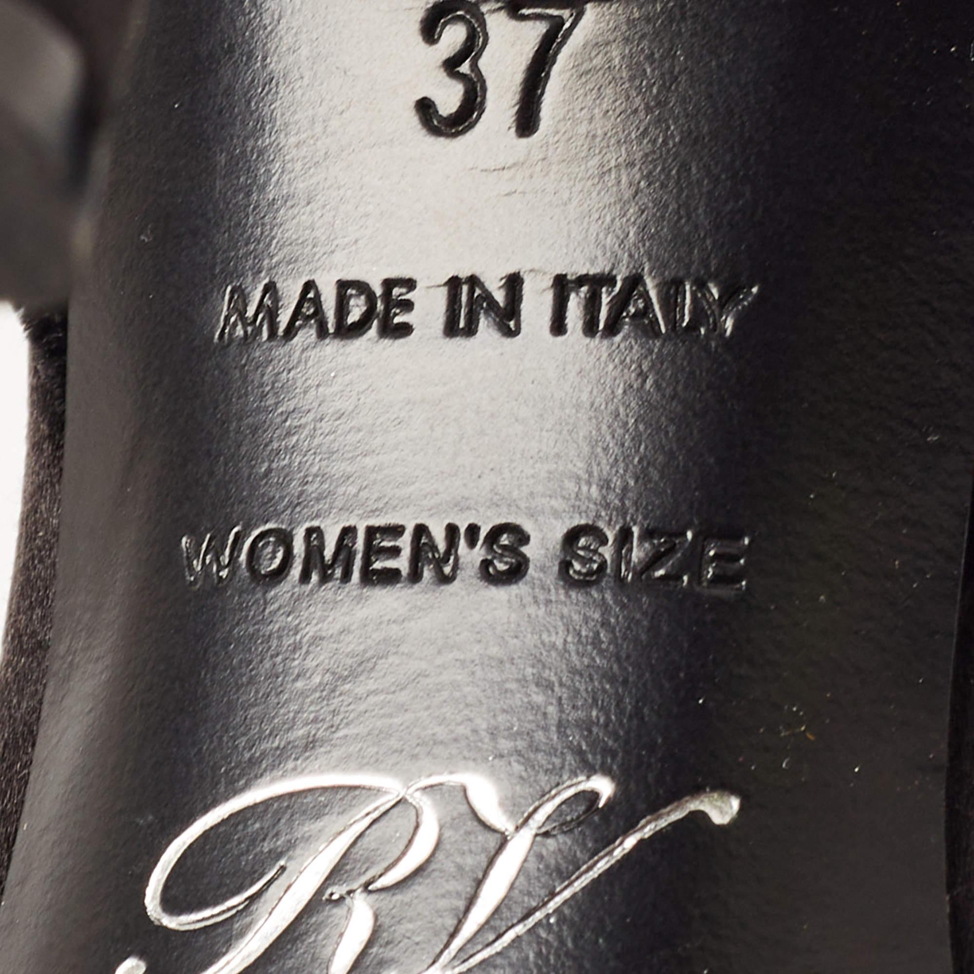 Roger Vivier Black Velvet Crystal Embellished Bow Sandals Size 37 For Sale 3