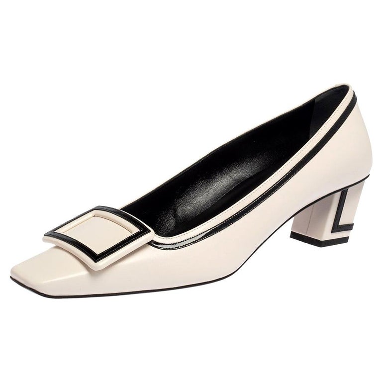 Roger Vivier Black/White Leather and Patent Leather Belle Vivier Pumps Size  39