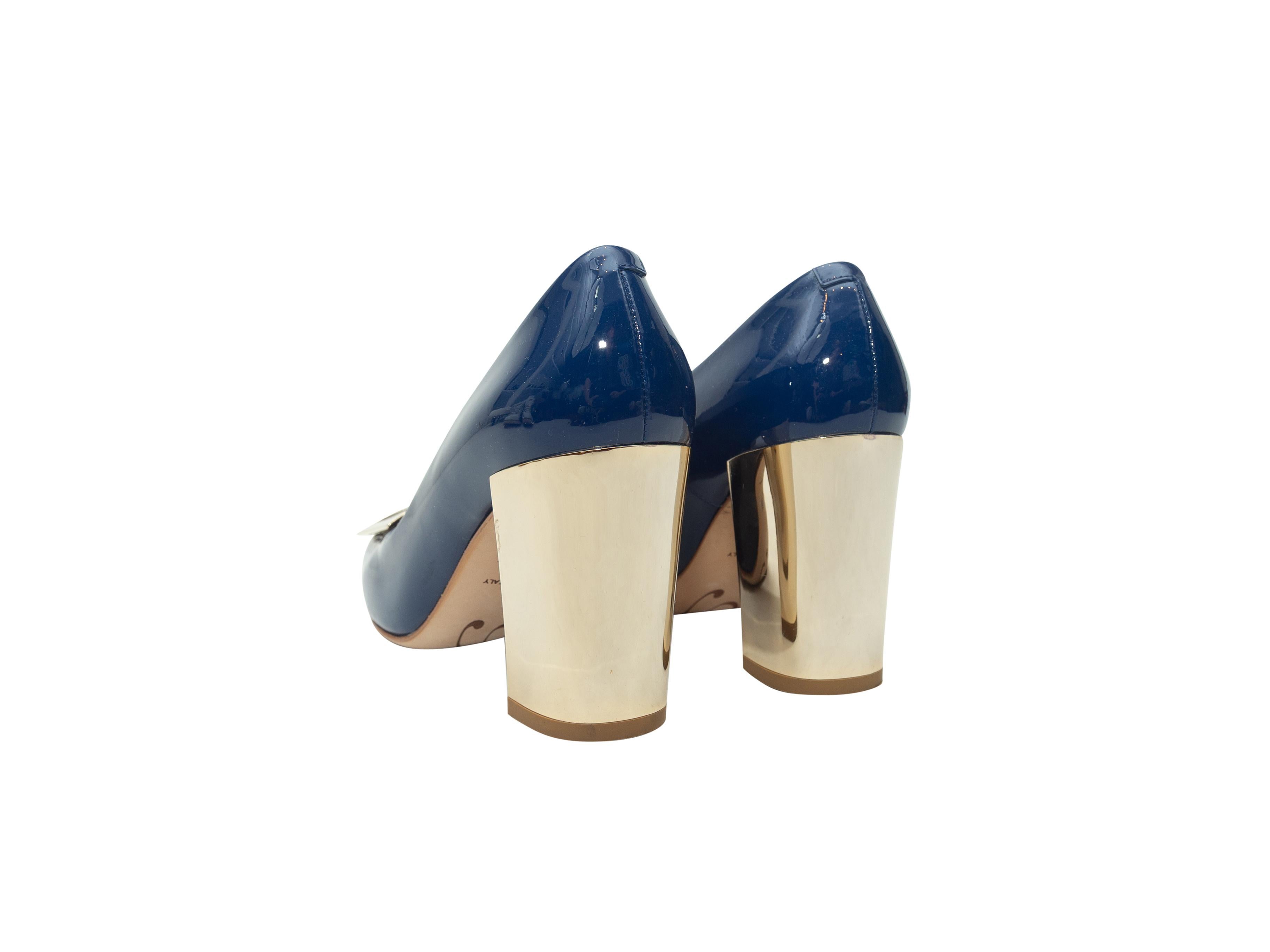 Roger Vivier Blue Patent Leather Buckle Pumps 1