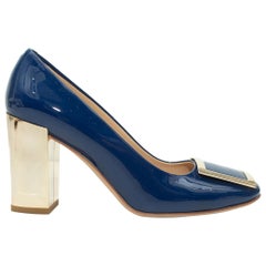 Roger Vivier Blue Patent Leather Buckle Pumps