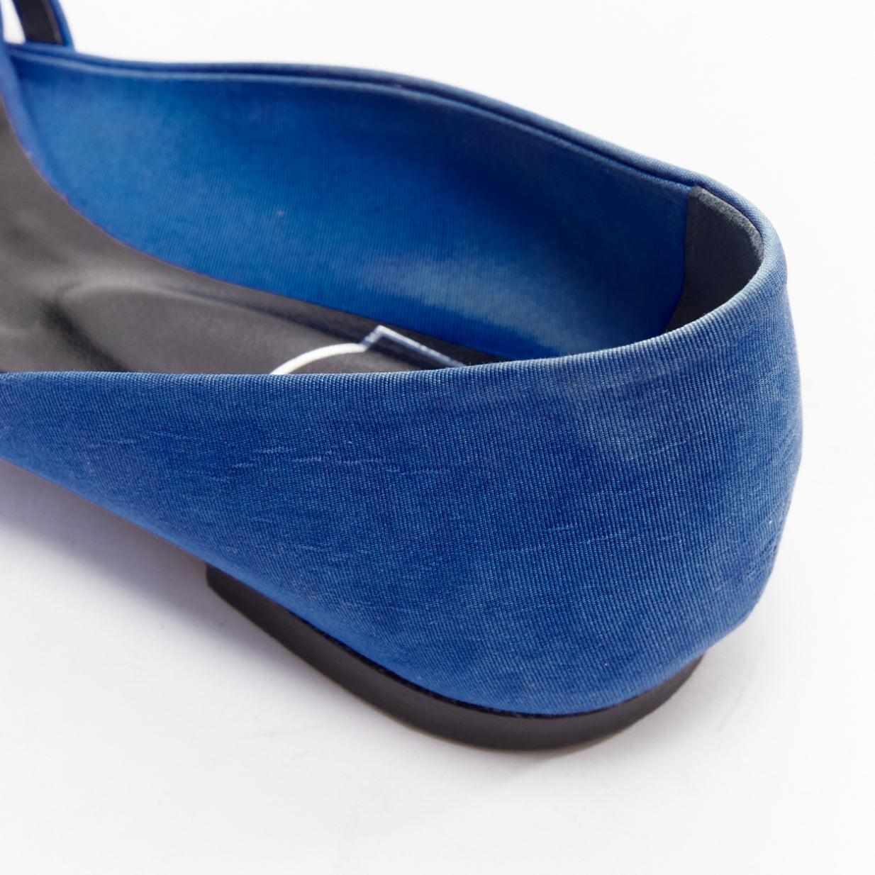 ROGER VIVIER Chaussures à talons compensés à boucles carrées tissées sur le devant en cristal satiné bleu EU34,5 en vente 2