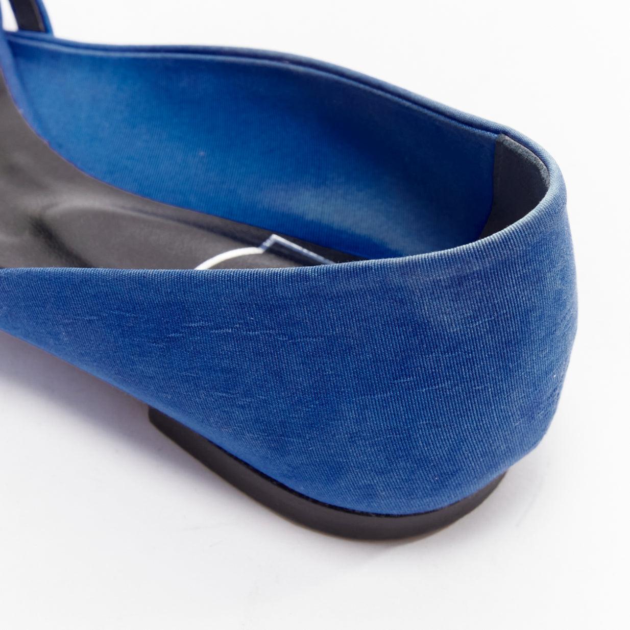 ROGER VIVIER Chaussures à talons compensés à boucles carrées tissées sur le devant en cristal satiné bleu EU34,5 en vente 3