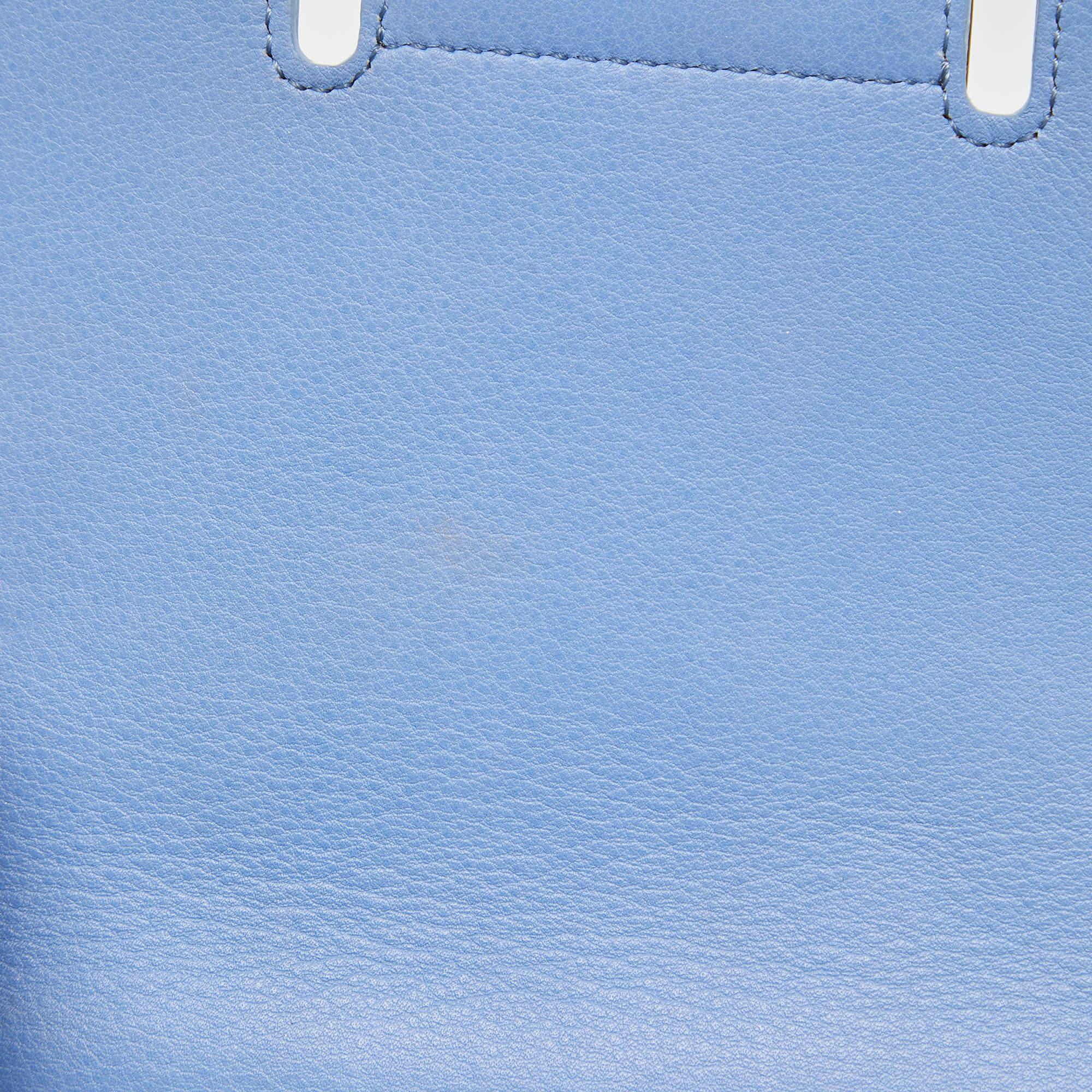 Roger Vivier Blue/White Leather Flap Shoulder Bag For Sale 1