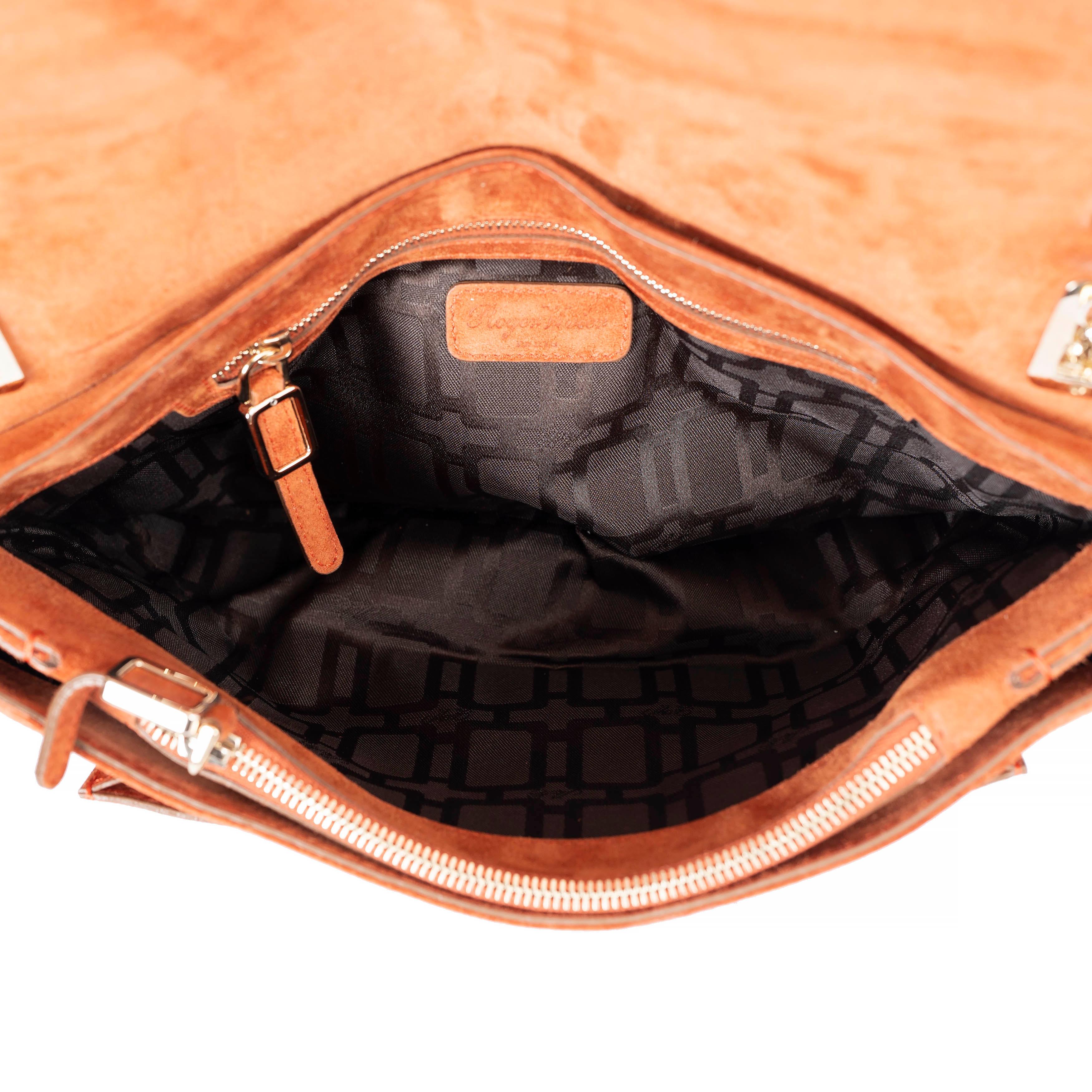 ROGER VIVIER brick suede METRO MEDIUM CHAIN FLAP Shoulder Bag For Sale 2