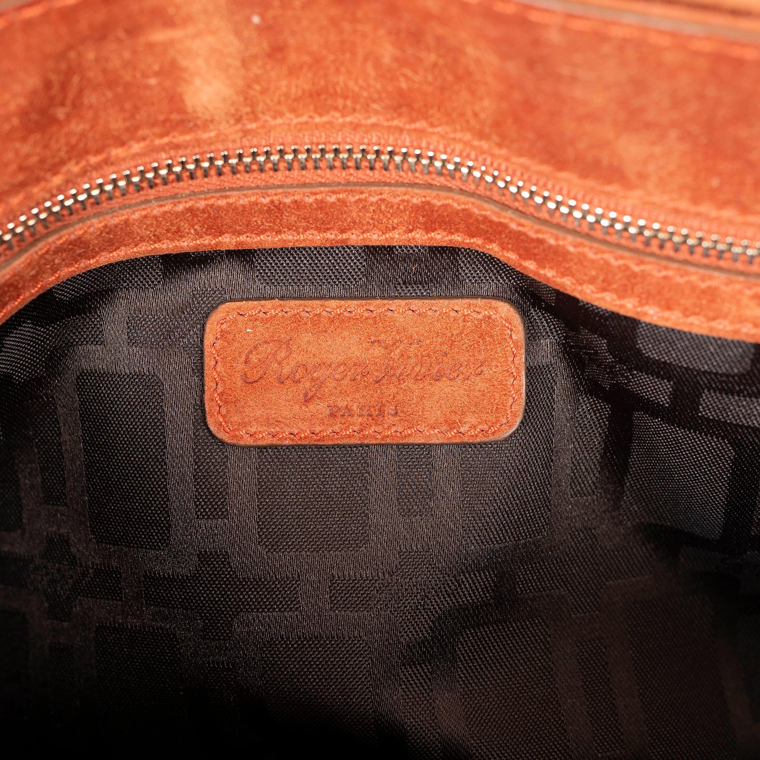 ROGER VIVIER brick suede METRO MEDIUM CHAIN FLAP Shoulder Bag For Sale 3