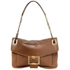 Roger Vivier Brown Leather Small Metro Flap Bag rt $2, 057