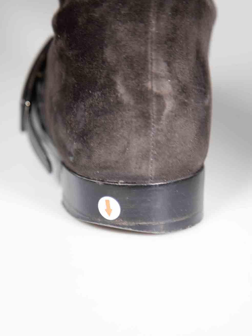 Roger Vivier Brown Suede Buckle Accent Boots Size IT 38 en vente 2