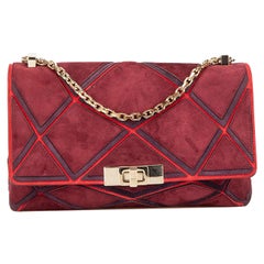 Roger Vivier Burgundy Suede Prismick Crossbody Bag
