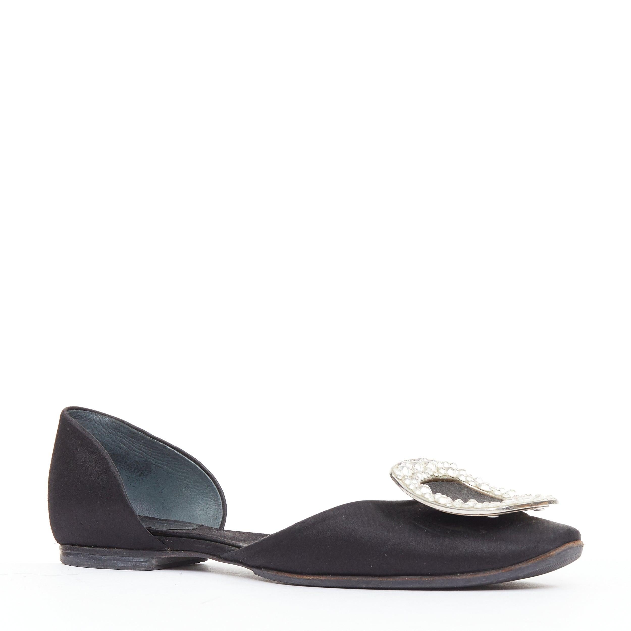 Noir ROGER VIVIER Chips Strass satin noir boucles cristal dorsales EU35 en vente