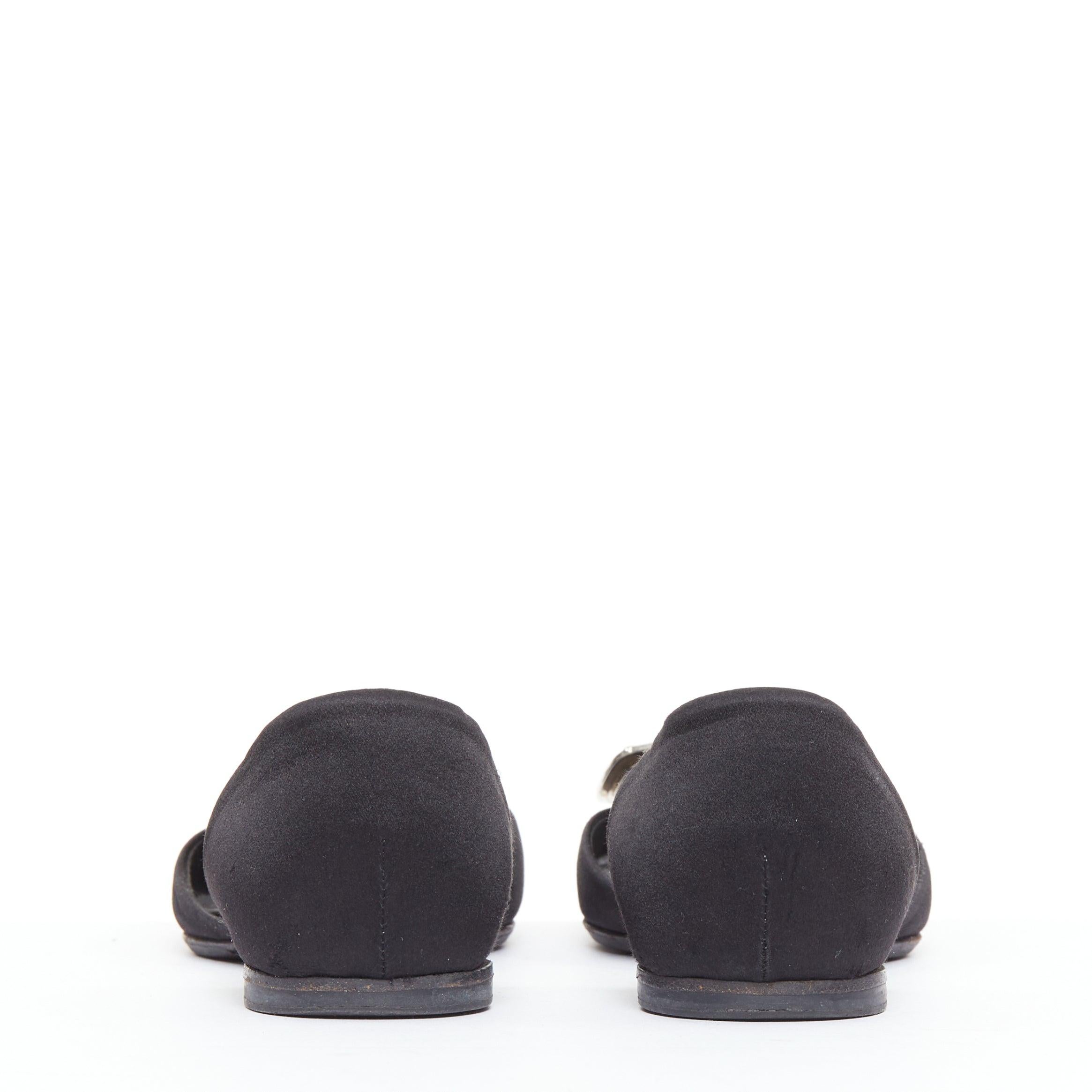 ROGER VIVIER Chips Strass satin noir boucles cristal dorsales EU35 Pour femmes en vente