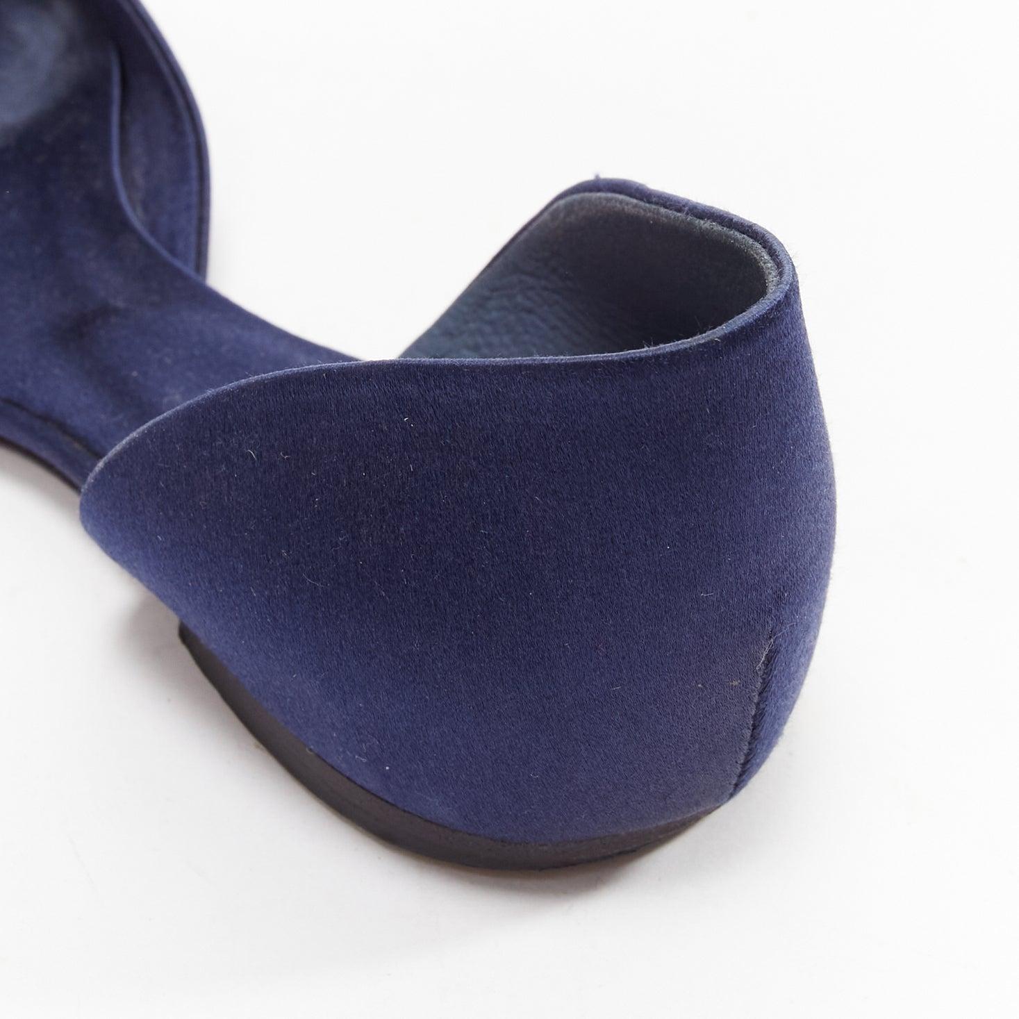 ROGER VIVIER Chips Strass navy satin crystal square buckles flat shoes EU35 For Sale 3