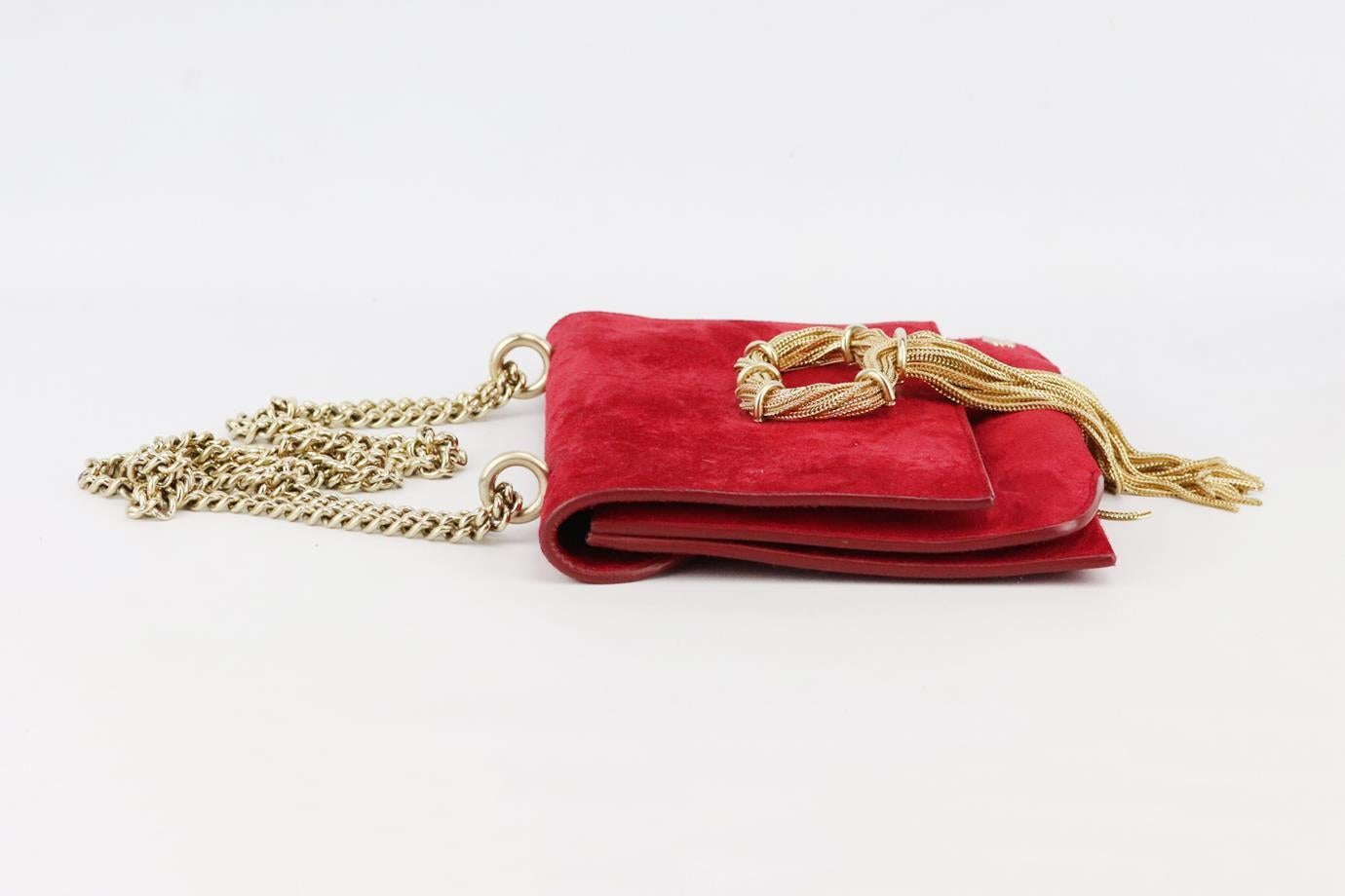 Women's Roger Vivier Club Chain Embellished Suede Shoulder Bag  For Sale