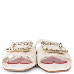 ROGER VIVIER cream leather 2022 LOVE CRYSTAL Sandals Shoes 39
