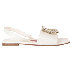 ROGER VIVIER cream leather 2022 LOVE CRYSTAL Sandals Shoes 39