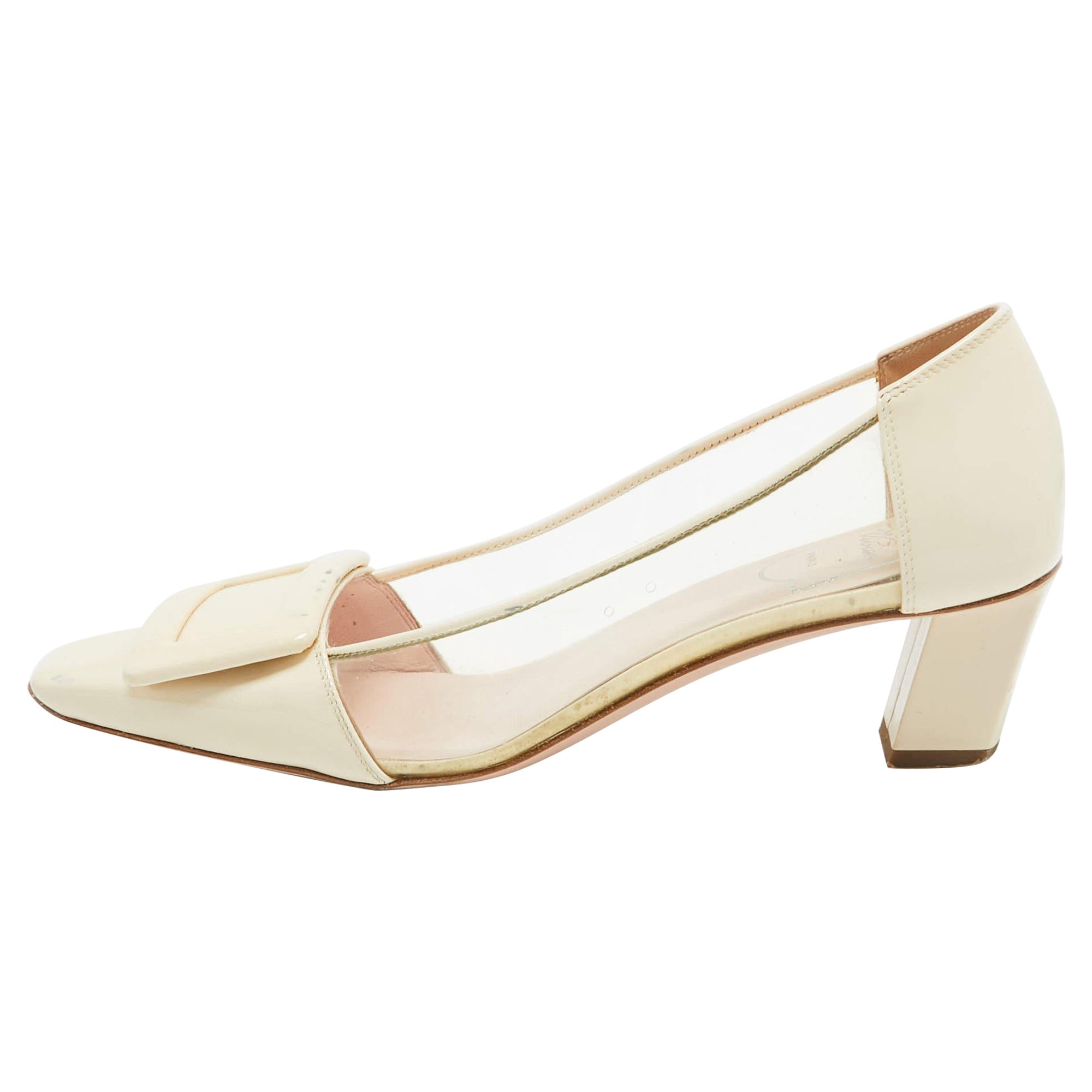Roger Vivier Cream/Transparent Patent and PVC Belle Vivier Pumps Size 36