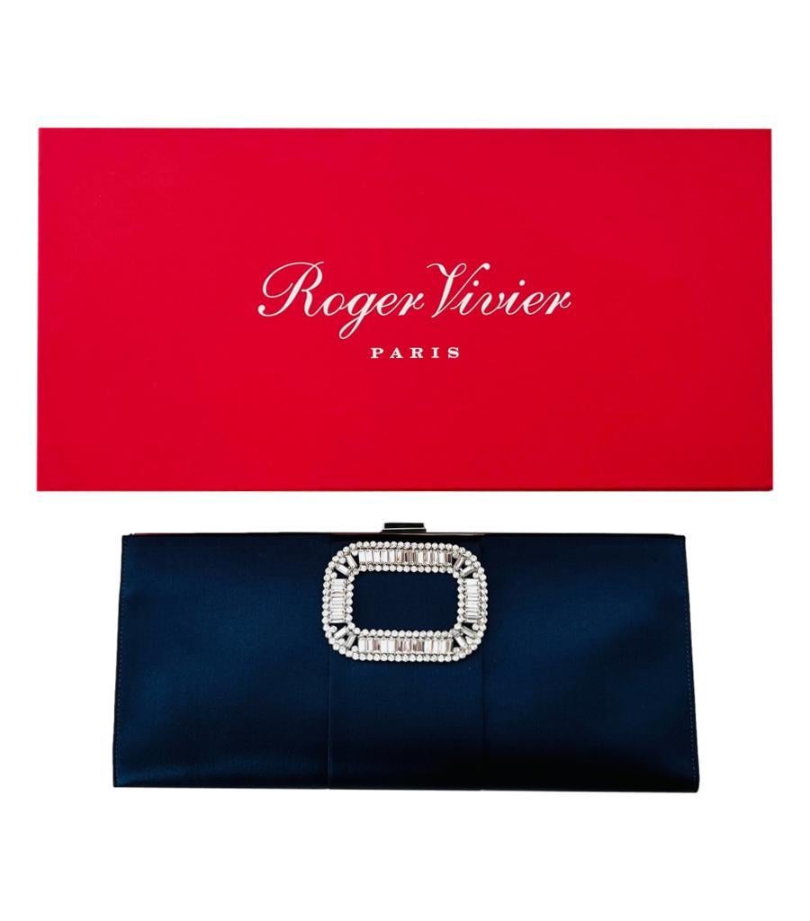 Roger Vivier Crystal Buckle Satin Clutch Bag For Sale 3
