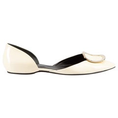 Roger Vivier Ecru Patent Chips d‚AoOrsay Flats Size IT 38