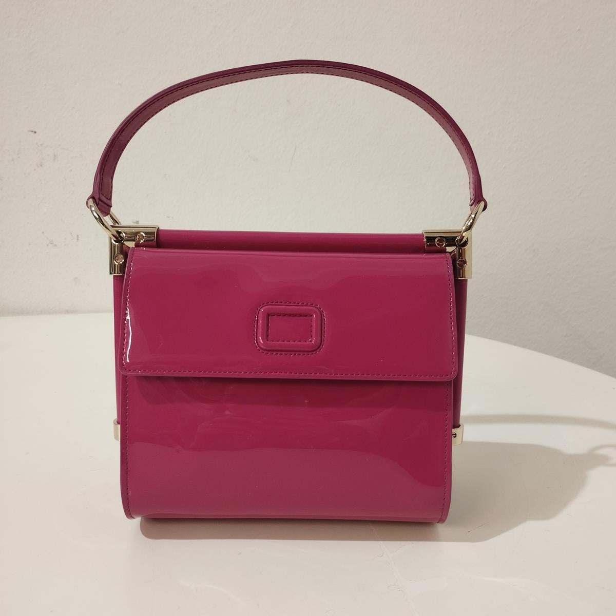 Brown Roger Vivier Fuchsia Patent Mini Miss For Sale
