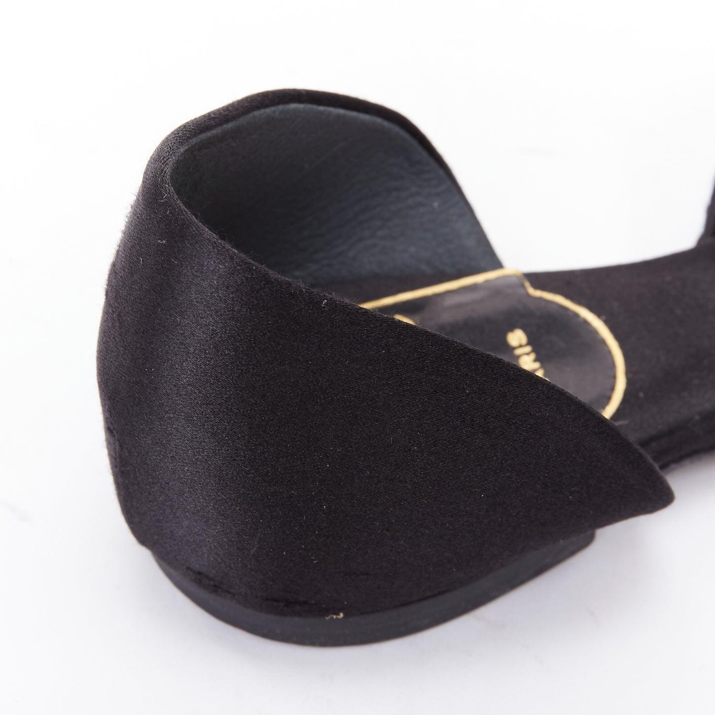 ROGER VIVIER Ballerines demi-dorsales en satin noir à paillettes d'or EU34 en vente 3