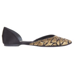 ROGER VIVIER gold sequin black satin half dorsay ballerina flats EU34
