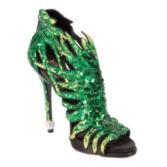 Roger Vivier Green Paillette Palm Sandals Size IT 40