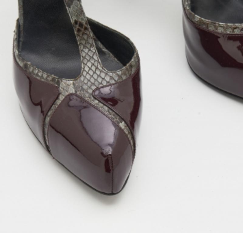 Donna Roger Vivier Pumps con plateau in pitone e vernice grigio/bordeaux misura 39 in vendita