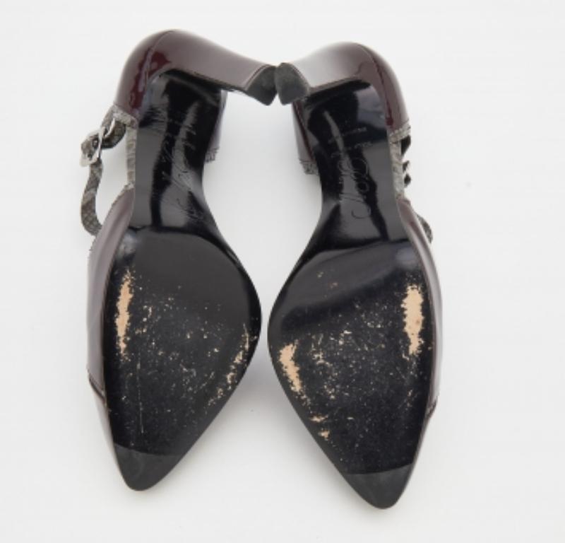 Roger Vivier Pumps con plateau in pitone e vernice grigio/bordeaux misura 39 in vendita 2