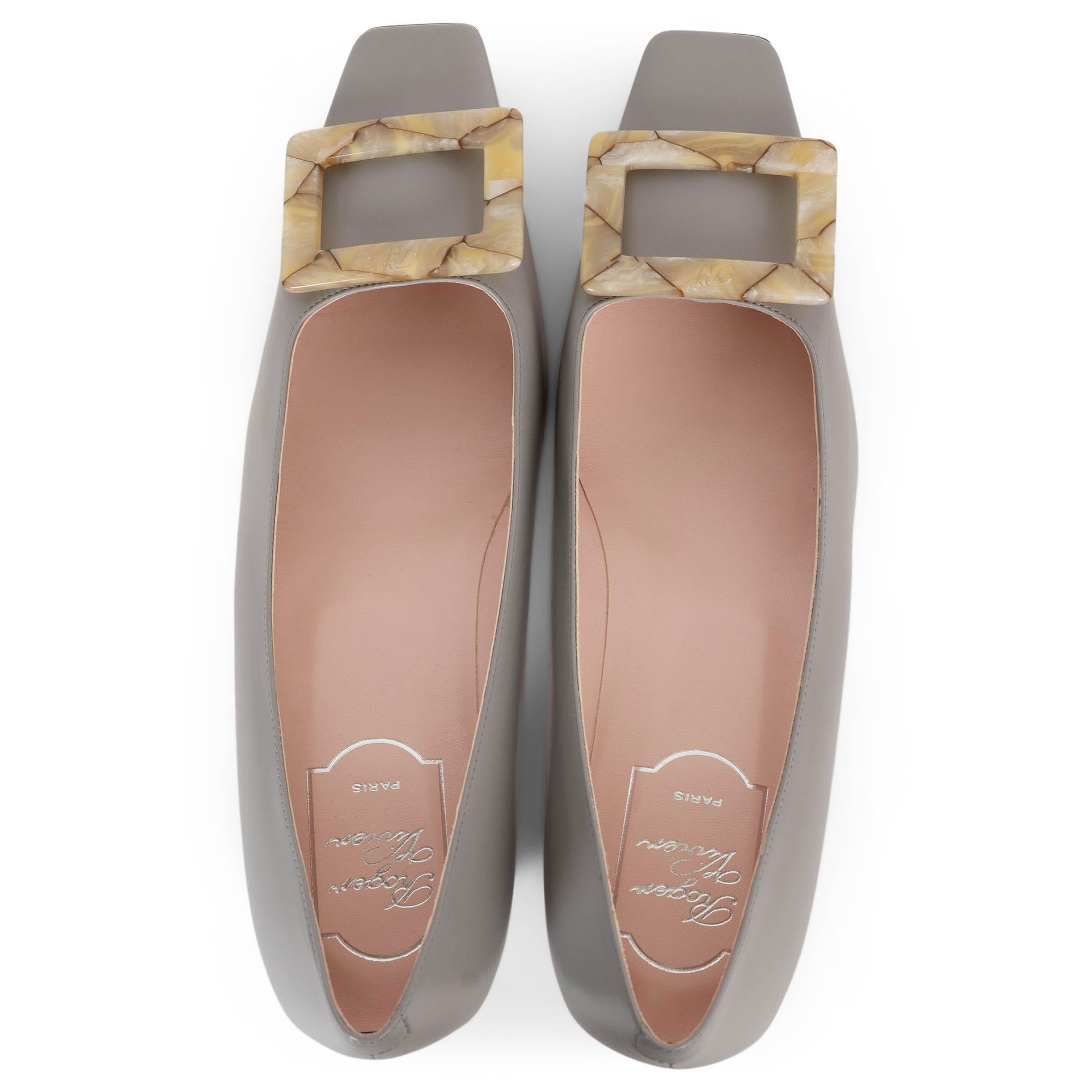 ROGER VIVIER cuir gris BELLE VIVIER 45 BUCKLE Chaussures 39 Pour femmes en vente