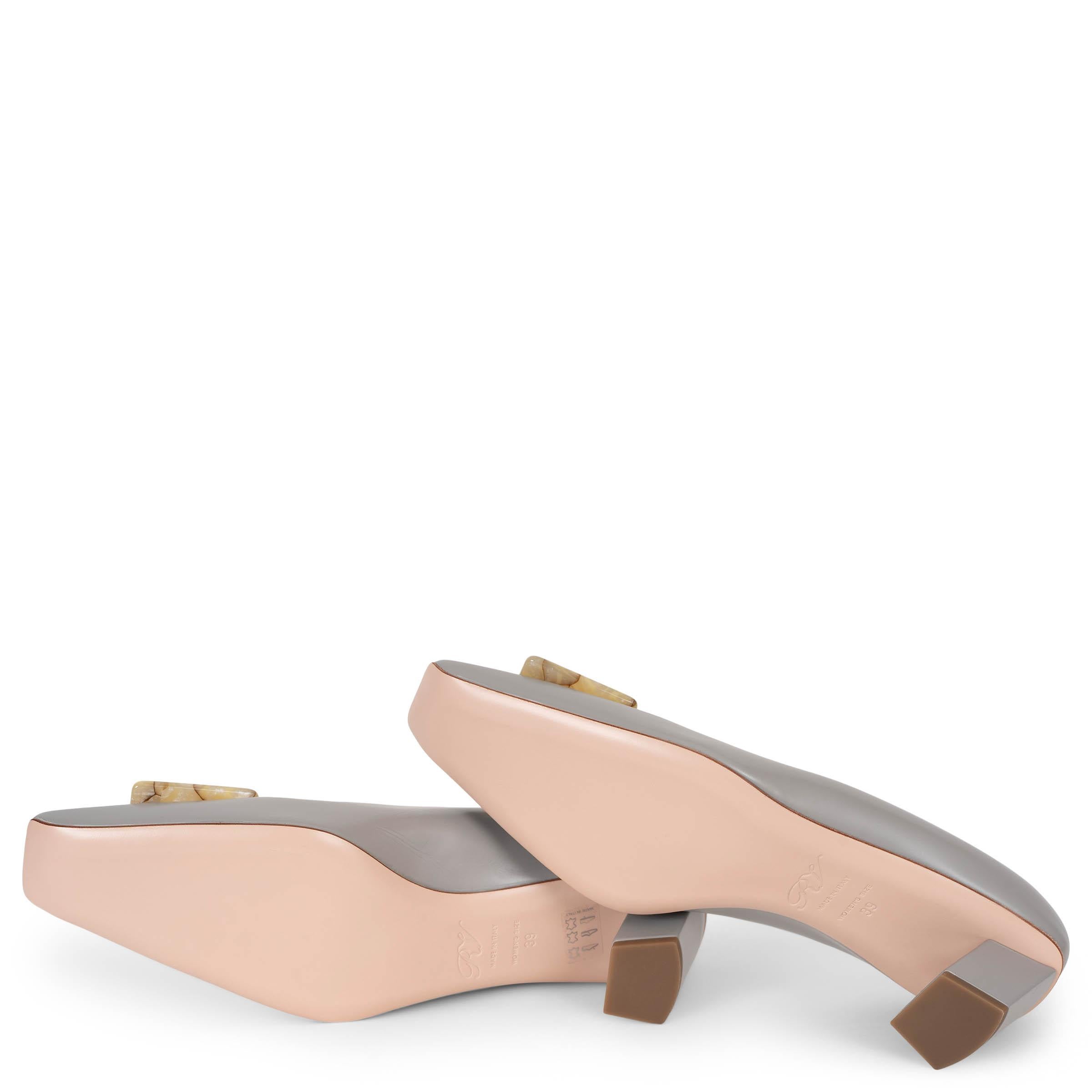 ROGER VIVIER cuir gris BELLE VIVIER 45 BUCKLE Chaussures 39 en vente 3