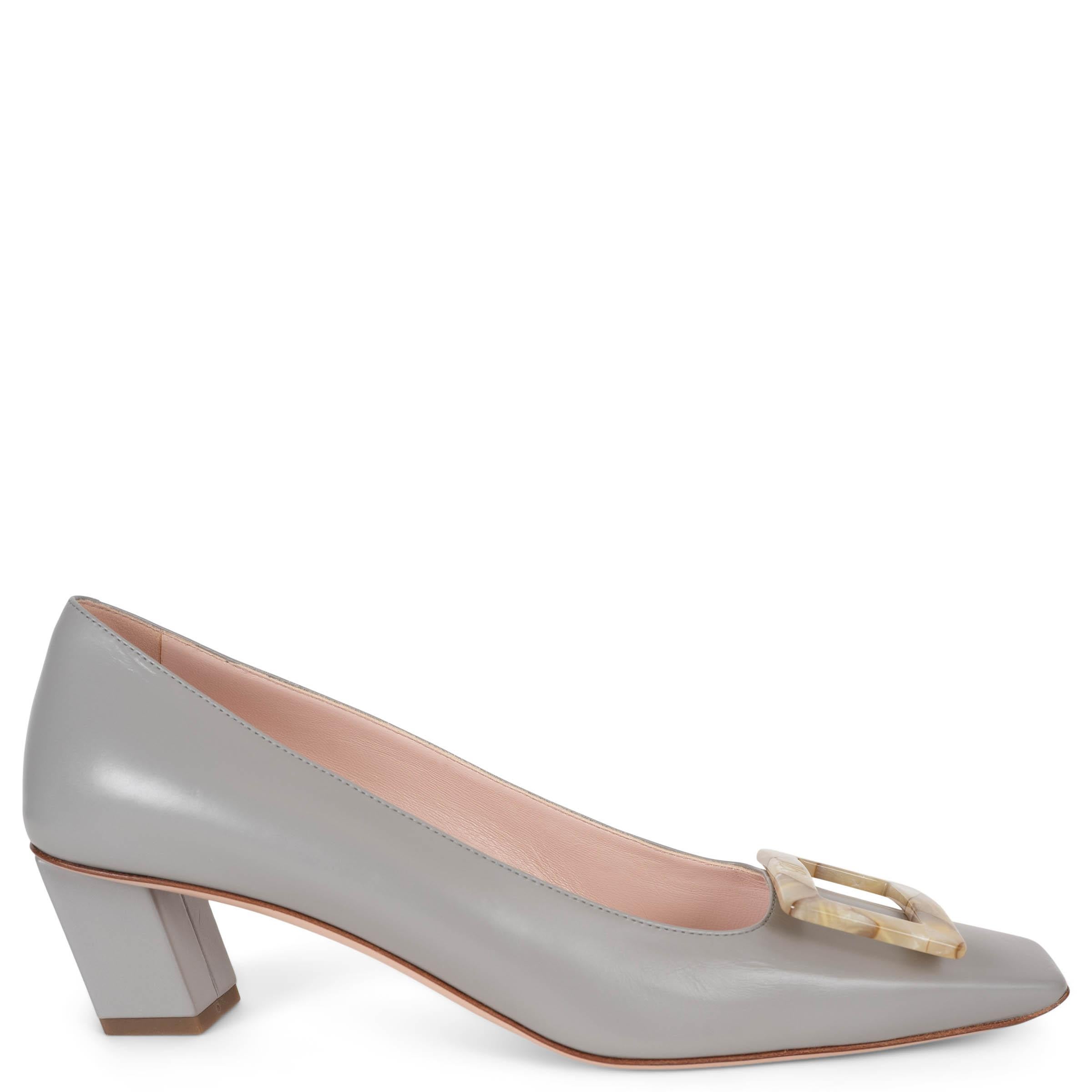ROGER VIVIER grau Leder BELLE VIVIER 45 BUCKLE Pumps Schuhe 39